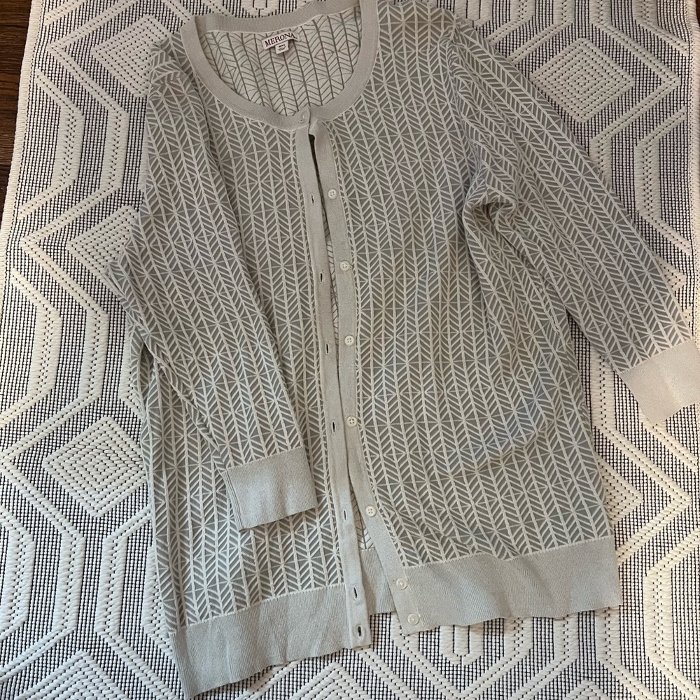 Merona Light Gray Geometric Women's Cardigan